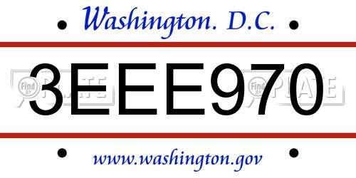 3EEE970 District Of Columbia License Plate
