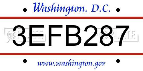 3EFB287 District Of Columbia License Plate