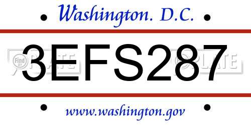 3EFS287 District Of Columbia License Plate