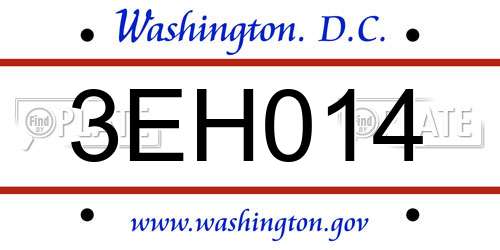 3EH014 District Of Columbia License Plate