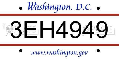 3EH4949 District Of Columbia License Plate