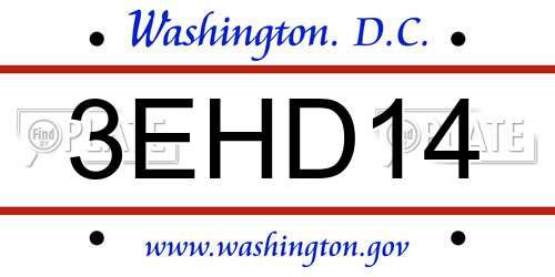 3EHD14 District Of Columbia License Plate