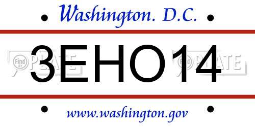 3EHO14 District Of Columbia License Plate