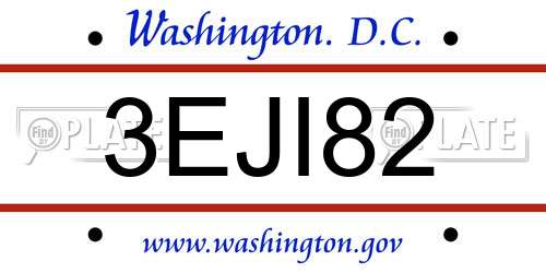 3EJI82 District Of Columbia License Plate
