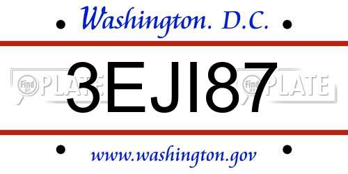 3EJI87 District Of Columbia License Plate