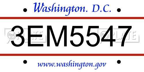 3EM5547 District Of Columbia License Plate