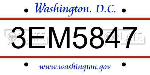 3EM5847 District Of Columbia License Plate