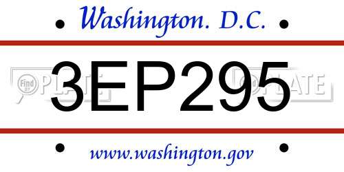 3EP295 District Of Columbia License Plate