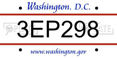 3EP298 District Of Columbia License Plate