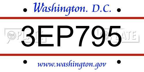 3EP795 District Of Columbia License Plate