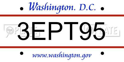 3EPT95 District Of Columbia License Plate