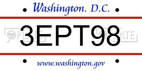3EPT98 District Of Columbia License Plate
