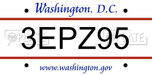 3EPZ95 District Of Columbia License Plate