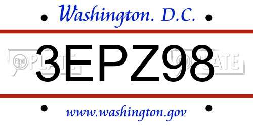 3EPZ98 District Of Columbia License Plate
