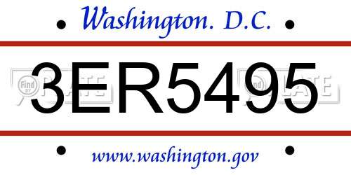 3ER5495 District Of Columbia License Plate