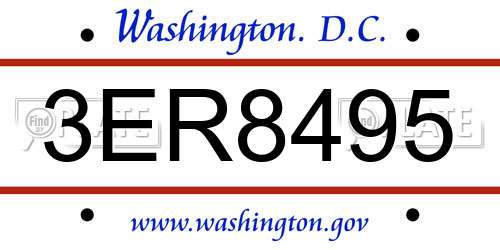 3ER8495 District Of Columbia License Plate