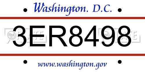 3ER8498 District Of Columbia License Plate