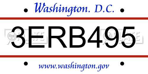 3ERB495 District Of Columbia License Plate