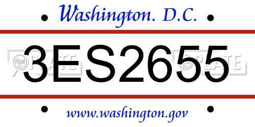 3ES2655 District Of Columbia License Plate