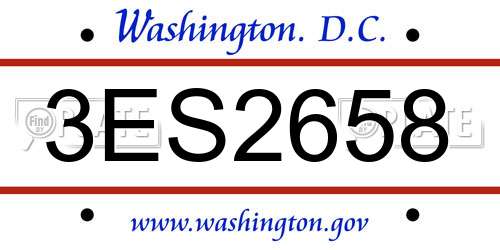 3ES2658 District Of Columbia License Plate