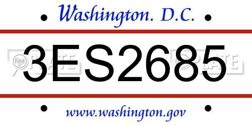 3ES2685 District Of Columbia License Plate