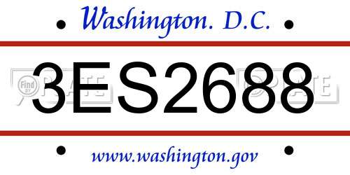 3ES2688 District Of Columbia License Plate