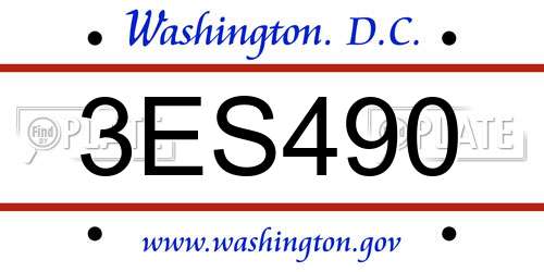 3ES490 District Of Columbia License Plate