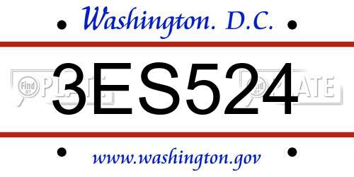 3ES524 District Of Columbia License Plate