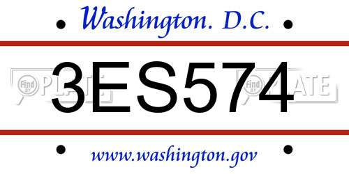 3ES574 District Of Columbia License Plate