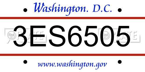 3ES6505 District Of Columbia License Plate