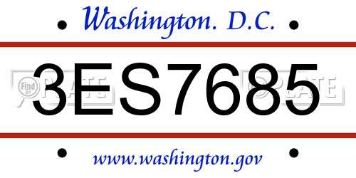 3ES7685 District Of Columbia License Plate