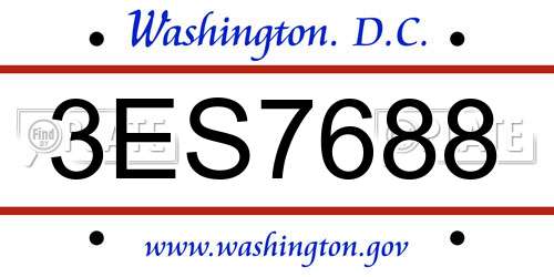3ES7688 District Of Columbia License Plate