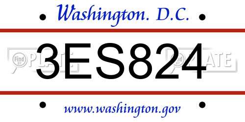 3ES824 District Of Columbia License Plate