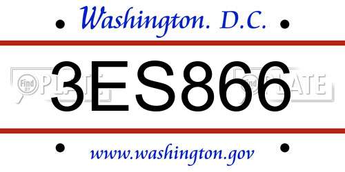 3ES866 District Of Columbia License Plate