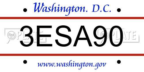 3ESA90 District Of Columbia License Plate