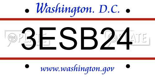 3ESB24 District Of Columbia License Plate