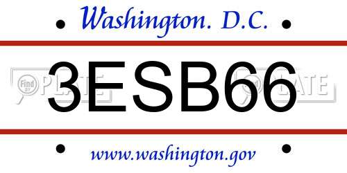 3ESB66 District Of Columbia License Plate