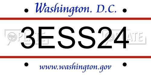 3ESS24 District Of Columbia License Plate