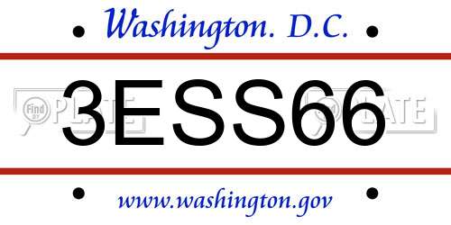 3ESS66 District Of Columbia License Plate