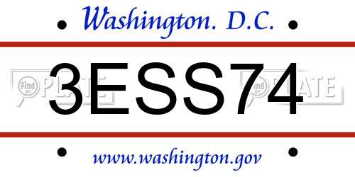 3ESS74 District Of Columbia License Plate