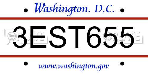 3EST655 District Of Columbia License Plate