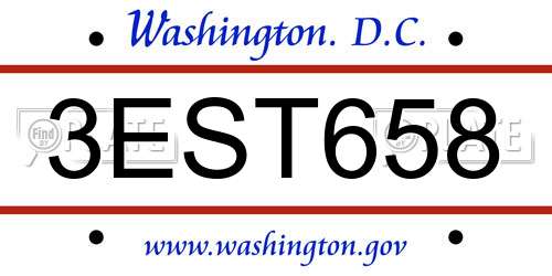 3EST658 District Of Columbia License Plate