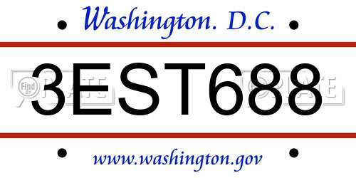 3EST688 District Of Columbia License Plate