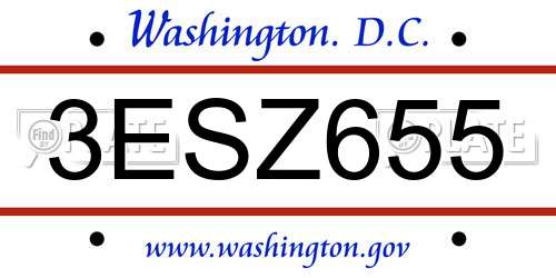 3ESZ655 District Of Columbia License Plate