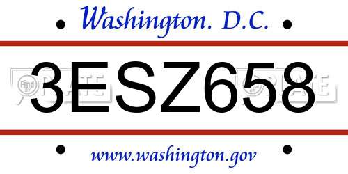 3ESZ658 District Of Columbia License Plate
