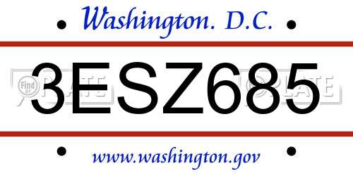 3ESZ685 District Of Columbia License Plate