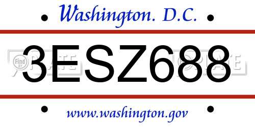 3ESZ688 District Of Columbia License Plate