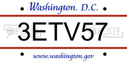 3ETV57 District Of Columbia License Plate