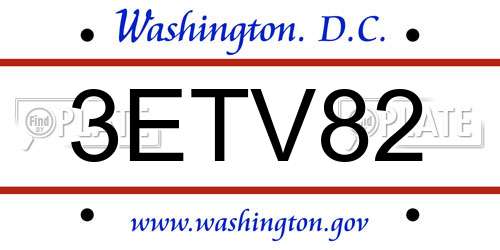 3ETV82 District Of Columbia License Plate