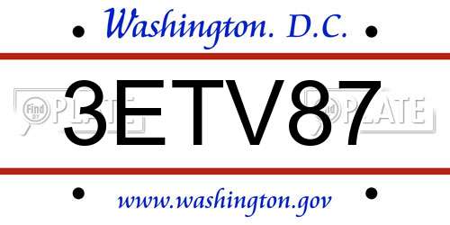 3ETV87 District Of Columbia License Plate